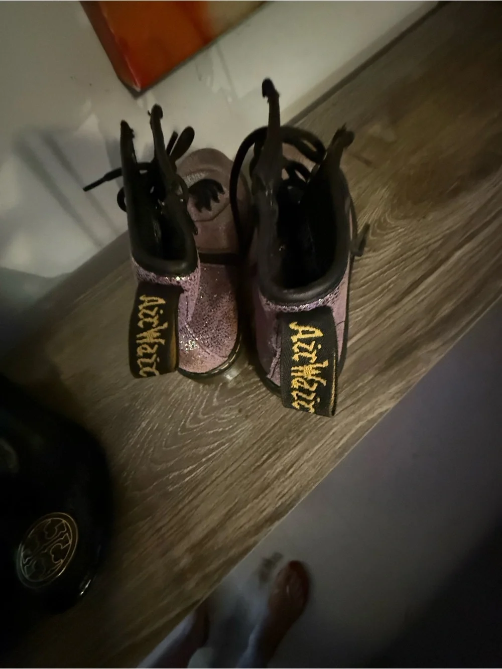 Dr. Martens Kids Purple Shimmer Lace-Up Boots